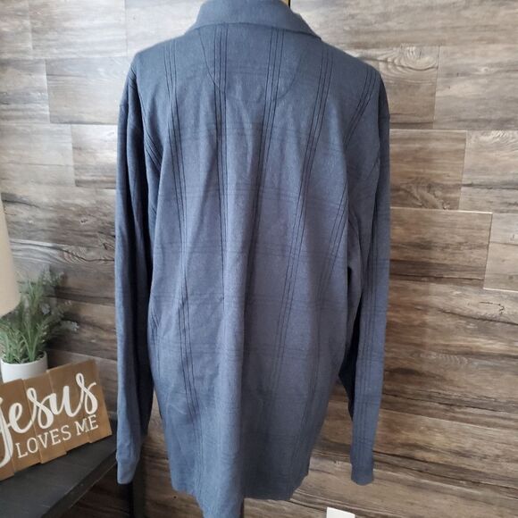 Arrow Mens Polo Pullover XL Navy Blue Gray Long Sleeve - Picture 5 of 8